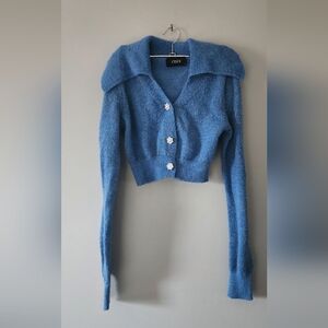 Cider Blue Cardigan With Pearl Buttons Size Small